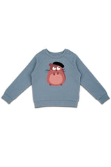 Sweat bébé pour cadeau de naissance original - La Queue Du Chat - Sweat-shirt Ptit Hamster Bleu Ardoise en coton bio - Photo 1