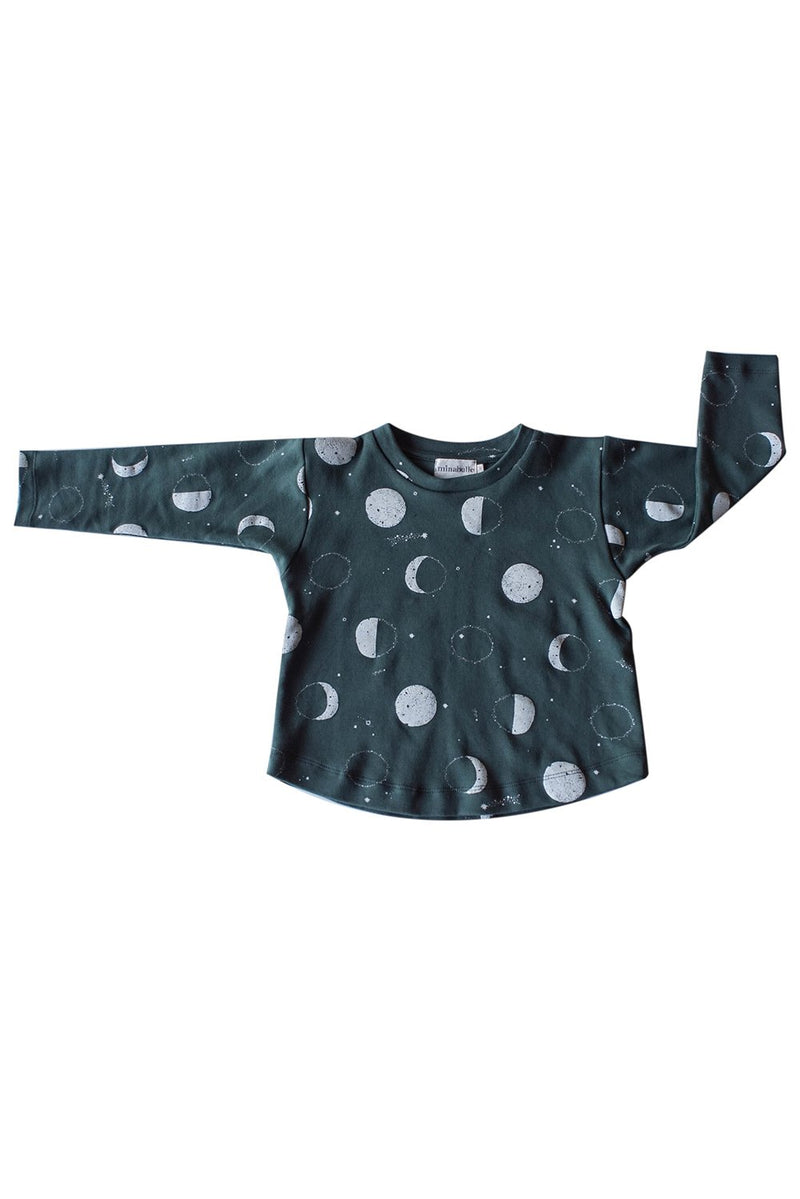 T-Shirt ML bébé pour cadeau de naissance original - Minabulle - T-Shirt Mae Lunes Vert Sapin en coton bio - Photo 1