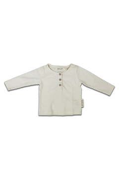 T-Shirt ML bébé pour cadeau de naissance original - Paulin - T-Shirt Mao Crème en coton bio - Photo 1