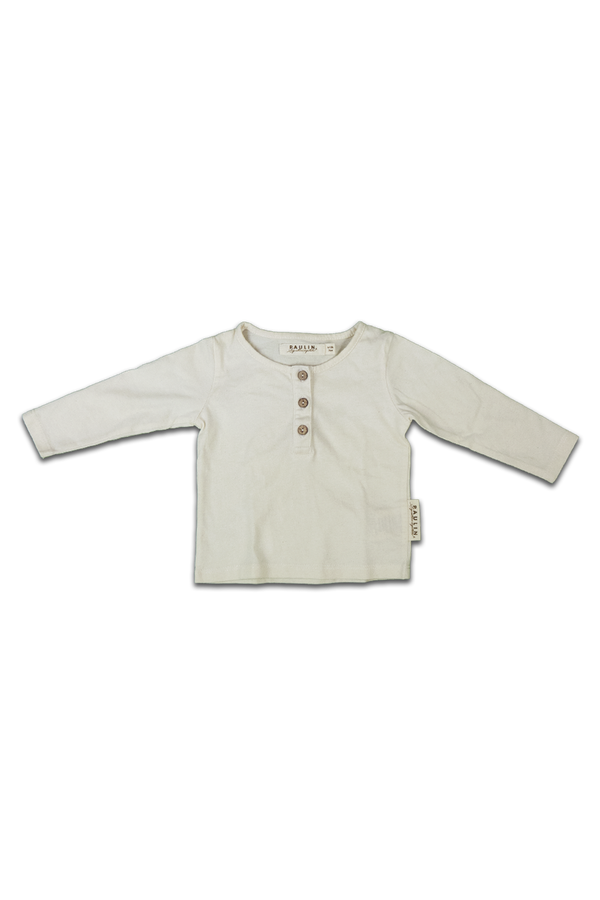 T-Shirt ML bébé pour cadeau de naissance original - Paulin - T-Shirt Mao Crème en coton bio - Photo 1