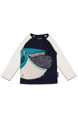 T-Shirt ML bébé pour cadeau de naissance original - Coq en Pâte - T-Shirt Baleine Bleu Marine en coton bio - Photo 1