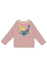 T-Shirt ML bébé pour cadeau de naissance original - La Queue Du Chat - T-Shirt Maman et P'tit Phoque Rayures Rouges en coton bio - Photo 1