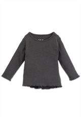 T-Shirt ML bébé pour cadeau de naissance original - Play Up - T-Shirt Flamé Gris Anthracite en coton bio - Photo 1