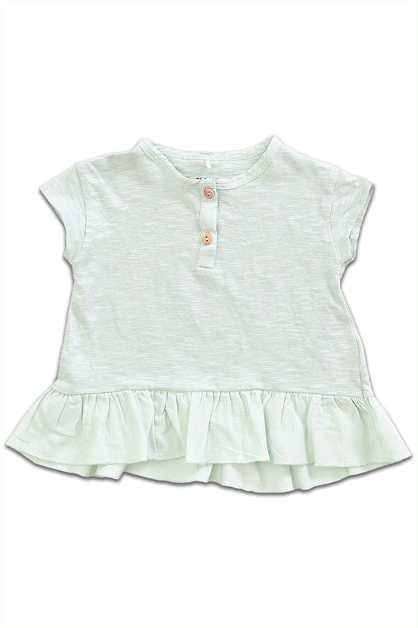 T-Shirt SM bébé pour cadeau de naissance original - Play Up - T-Shirt Flamé Jersey Vert en coton bio - Photo 1