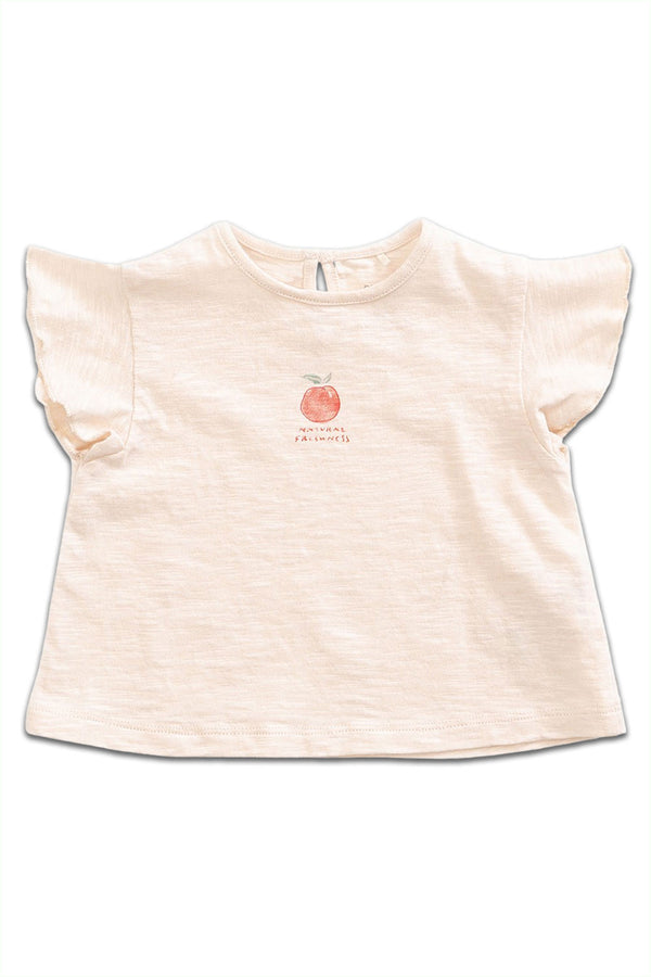 T-Shirt SM bébé pour cadeau de naissance original - Play Up - T-Shirt Flamé Petite Pêche Crème en coton bio - Photo 1