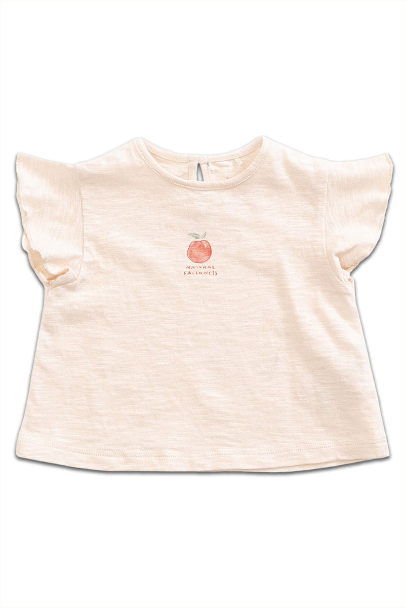 T-Shirt SM bébé pour cadeau de naissance original - Play Up - T-Shirt Flamé Petite Pêche Crème en coton bio - Photo 1