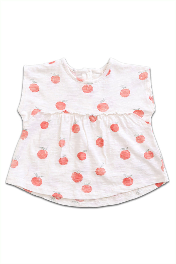 T-Shirt SM bébé pour cadeau de naissance original - Play Up - T-Shirt Flamé Blanc Peches Rouges en coton bio - Photo 1