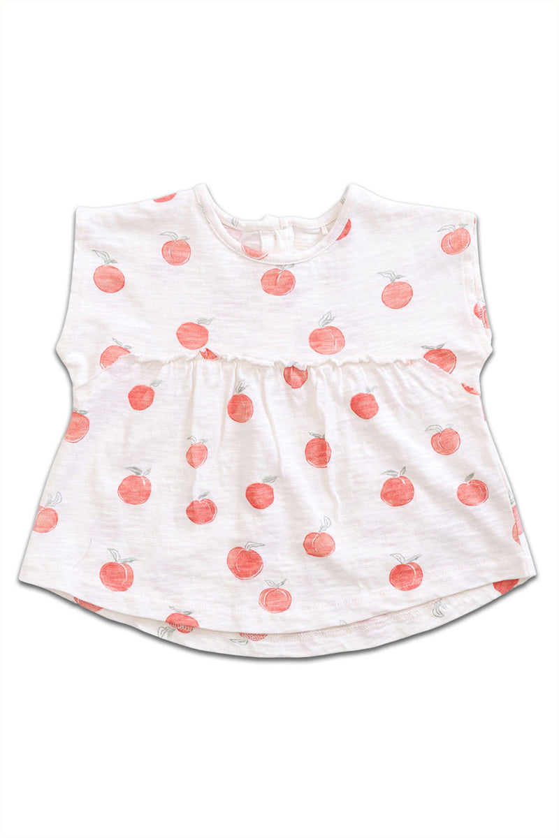 T-Shirt SM bébé pour cadeau de naissance original - Play Up - T-Shirt Flamé Blanc Peches Rouges en coton bio - Photo 1