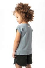 T-Shirt en Coton Bio Bama Bleu Gris