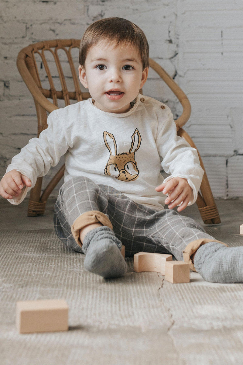 T-Shirt ML bébé pour idée cadeaux de naissance original - Buho - Tee-Shirt Manches Longues Lapin à Lunettes en coton bio - Photo 2