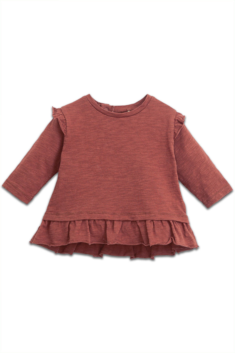T-Shirt ML bébé pour cadeau de naissance original - Play Up - T-Shirt Flamé Bordeaux en coton bio - Photo 1