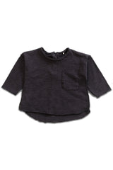 T-Shirt MC bébé pour cadeau de naissance original - Play Up - T-Shirt Flamé OldTile Noir en coton bio - Photo 1