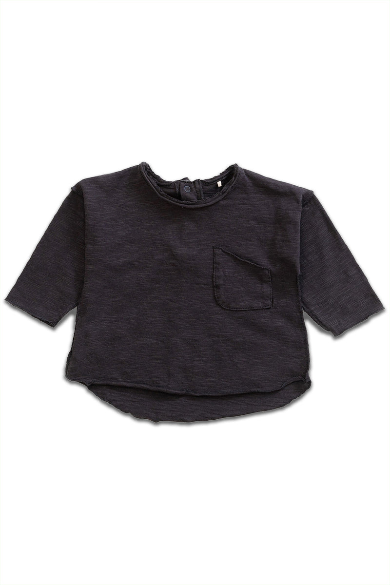 T-Shirt MC bébé pour cadeau de naissance original - Play Up - T-Shirt Flamé OldTile Noir en coton bio - Photo 1