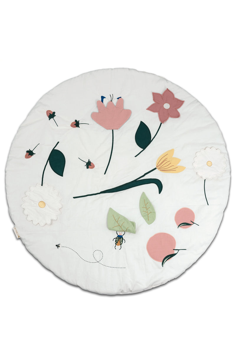 Tapis d'éveil bébé pour cadeau de naissance original - Fabelab - Tapis d'Activités en Coton Bio avec Fleurs en coton bio - Photo 1