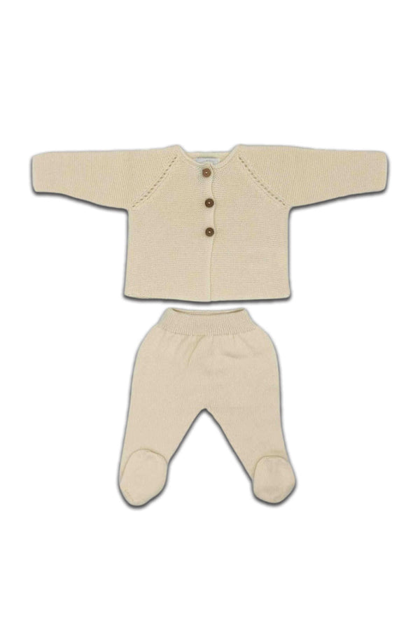 Tenue de Naissance en Coton Bio Ecrue