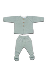 Tenue de Naissance en Coton Bio Menthe Vert Pâle