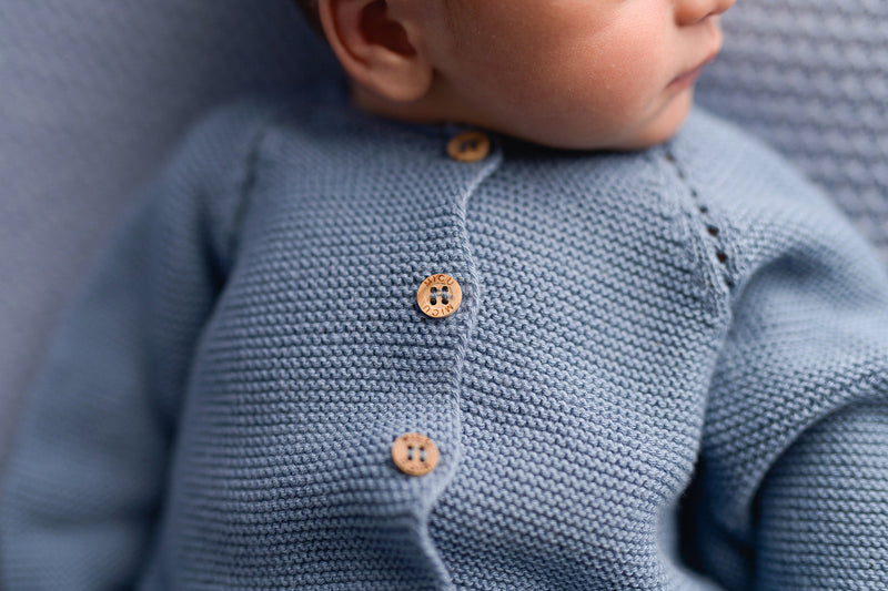 Tenue de Naissance bébé pour idée cadeaux de naissance original - Micu Micu - Tenue de Naissance en Coton Bio Bleue en coton bio - Photo 3