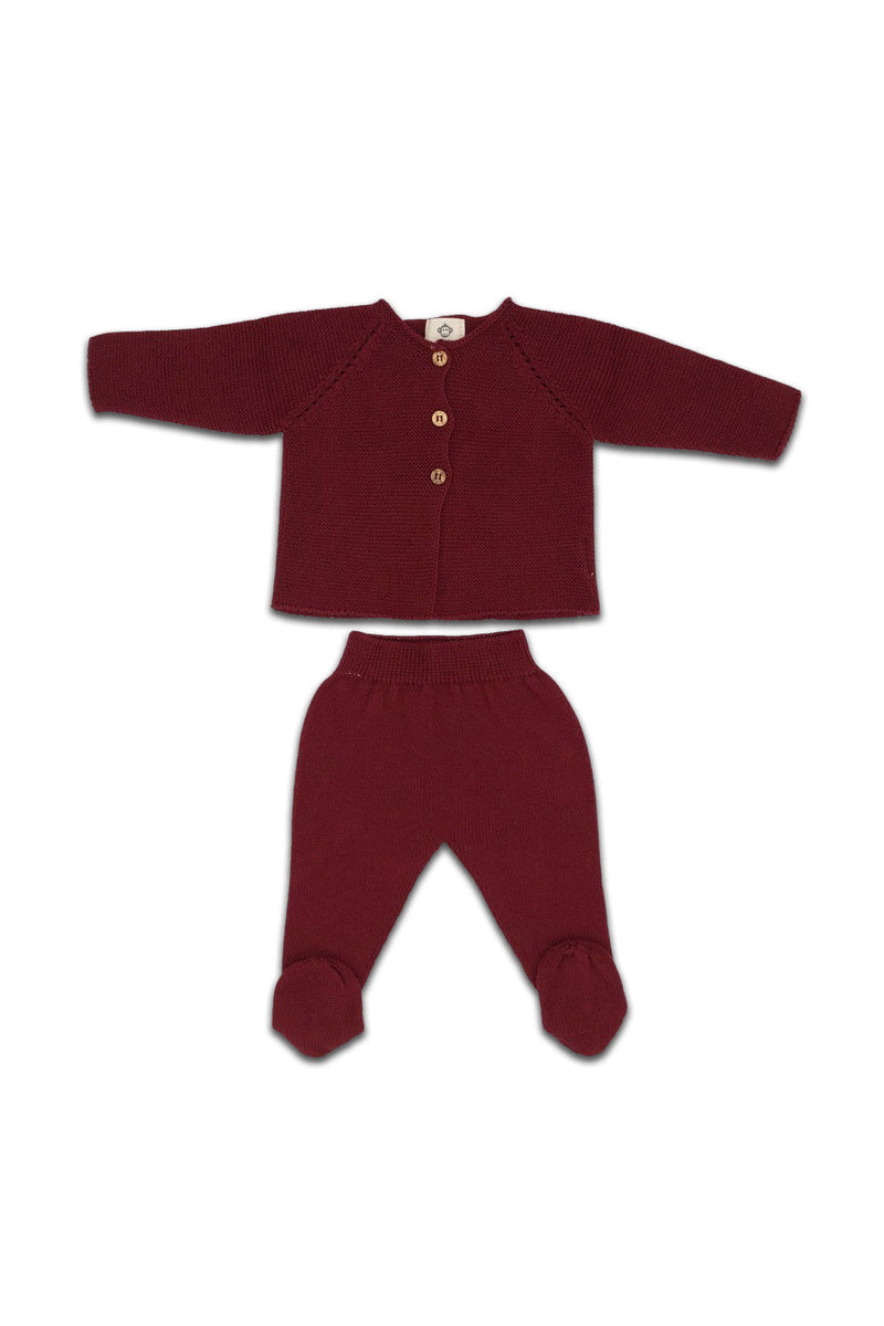 Tenue de Naissance bébé pour cadeau de naissance original - Micu Micu - Tenue de Naissance en Coton Bio Bordeaux en coton bio - Photo 1