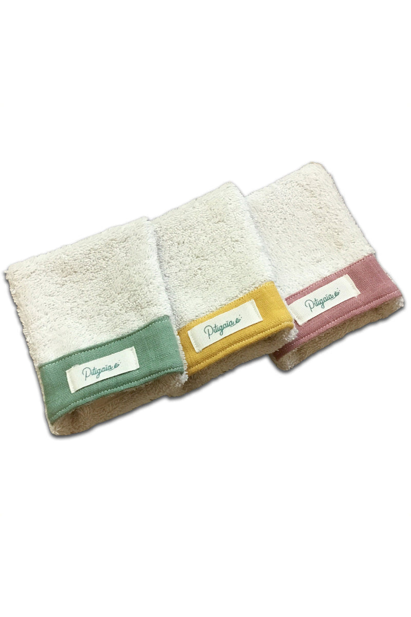 Gant de Toilette bébé pour cadeau de naissance original - Pitigaïa - Trio de Mini-Gants en Coton Biologique en coton bio - Photo 1