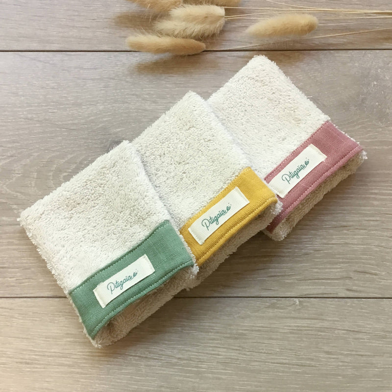 Gant de Toilette bébé pour idée cadeaux de naissance original - Pitigaïa - Trio de Mini-Gants en Coton Biologique en coton bio - Photo 2