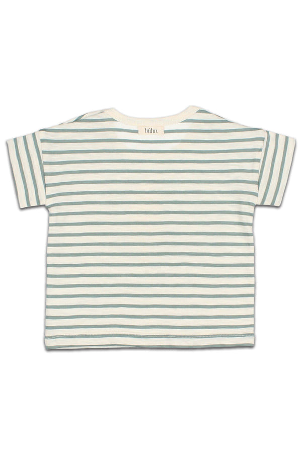T-Shirt MC bébé pour idée cadeaux de naissance original - Buho - T-Shirt à Rayures avec Motif Glace Vert Clair en coton bio - Photo 2