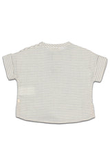 T-Shirt MC bébé pour idée cadeaux de naissance original - Buho - T-shirt en Coton Bio à Rayures Gris Clair en coton bio - Photo 2