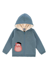 Veste bébé pour idée cadeaux de naissance original - La Queue Du Chat - Veste Ptit Hamster Bleu Ardoise en coton bio - Photo 2