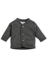 Veste bébé pour cadeau de naissance original - Play Up - Veste Cardigan Grise Anthracite en coton bio - Photo 1