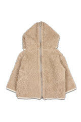 Veste bébé pour idée cadeaux de naissance original - Buho - Veste à Capuche Sherpa avec Oreilles Beige en coton bio - Photo 2